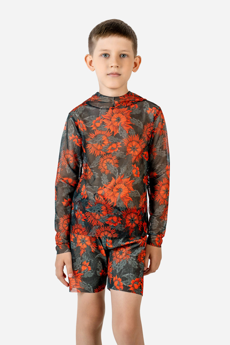 Kids' Beach T-shirt with Hood “The Sun Orange”