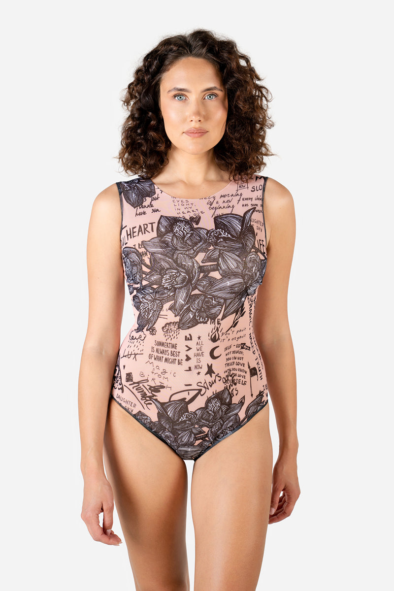 One-piece Sleeveless Swimsuit “Nude Body-Art”
