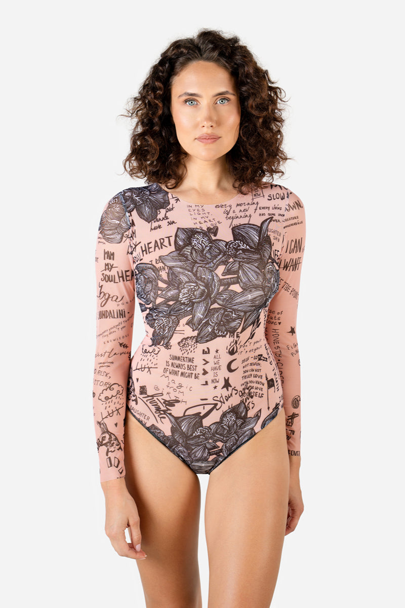 Bañador de una pieza cerrado con mangas “Nude Body-Art”