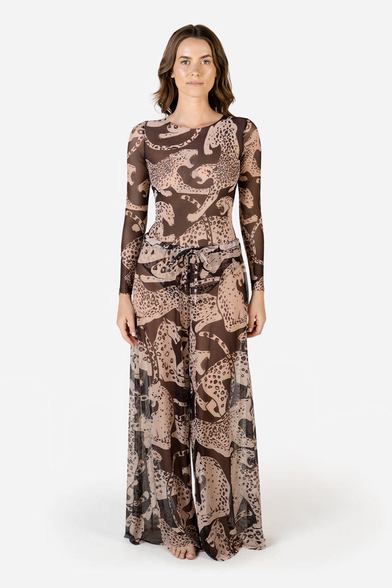 Closed Back One-piece Swimsuit with Sleeves “Wild Cat”