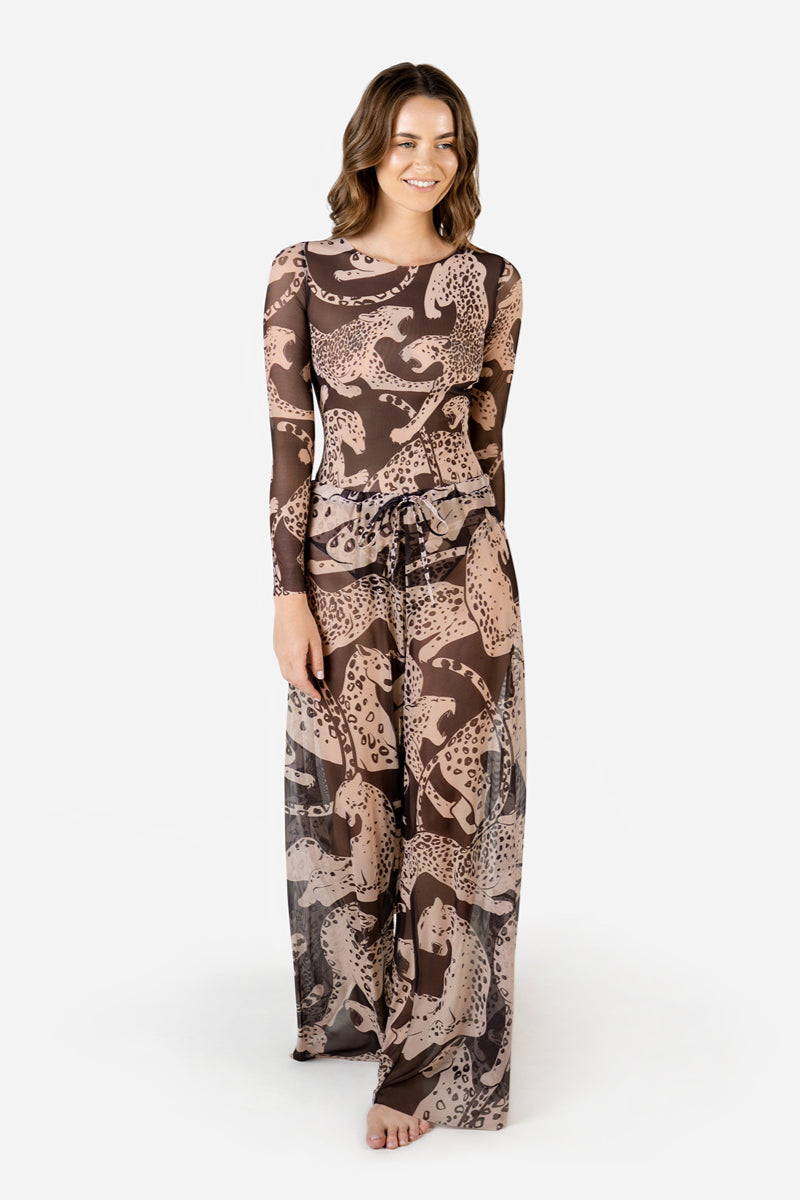 Closed Back One-piece Swimsuit with Sleeves “Wild Cat”
