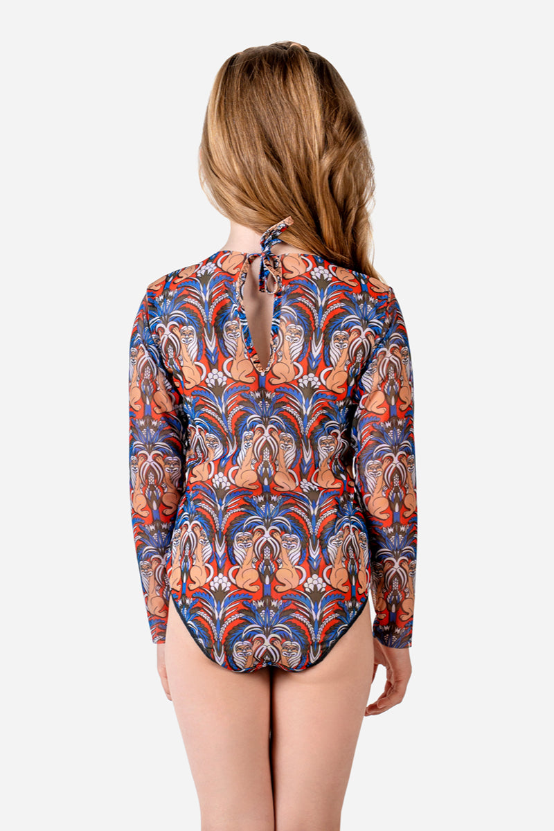 Kids' Closed Back Swimsuit “Medieval Green”