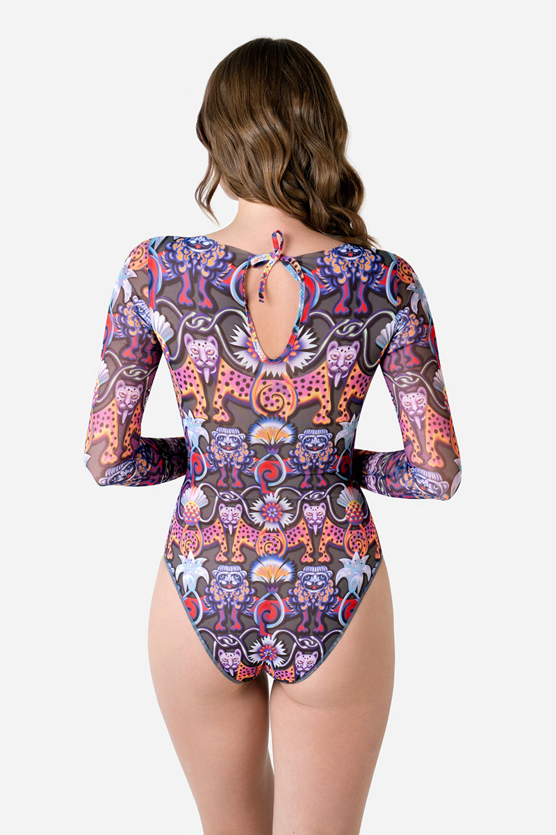 Closed Back One-piece Swimsuit with Sleeves “Medieval Gray”