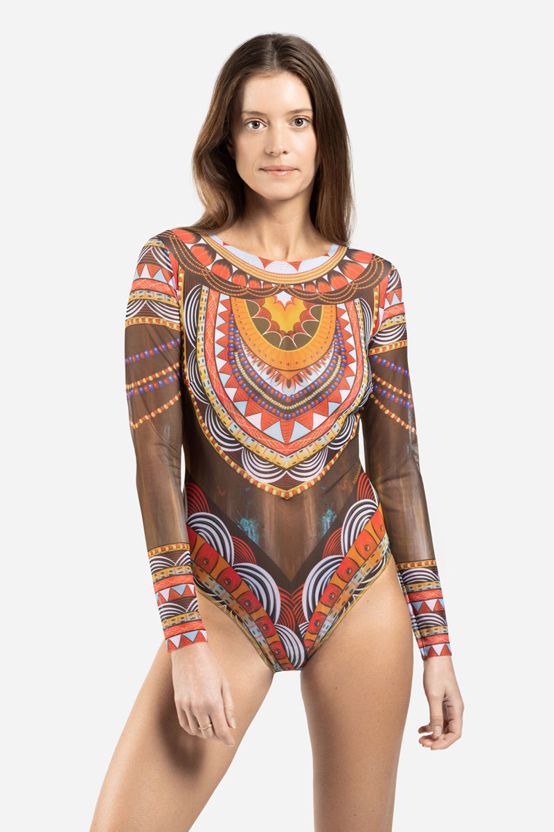 Zipper Swimsuit with Sleeves “Africa”