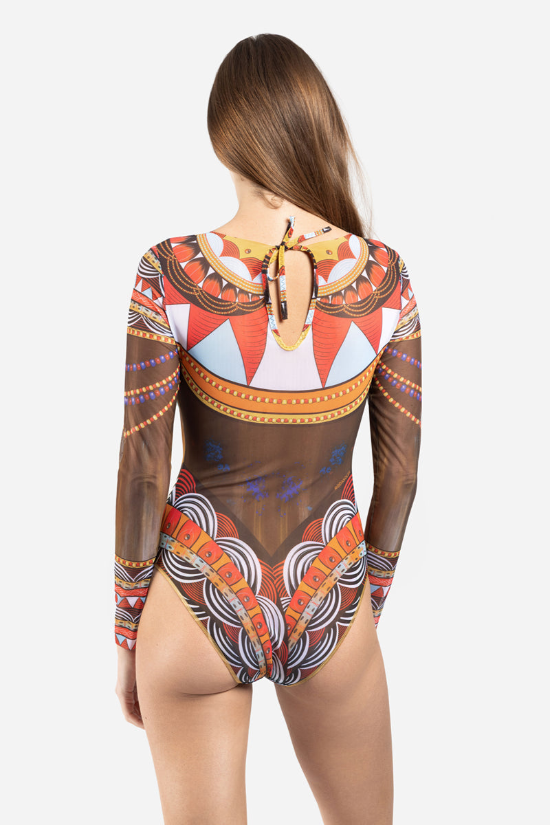 Zipper Swimsuit with Sleeves “Africa”