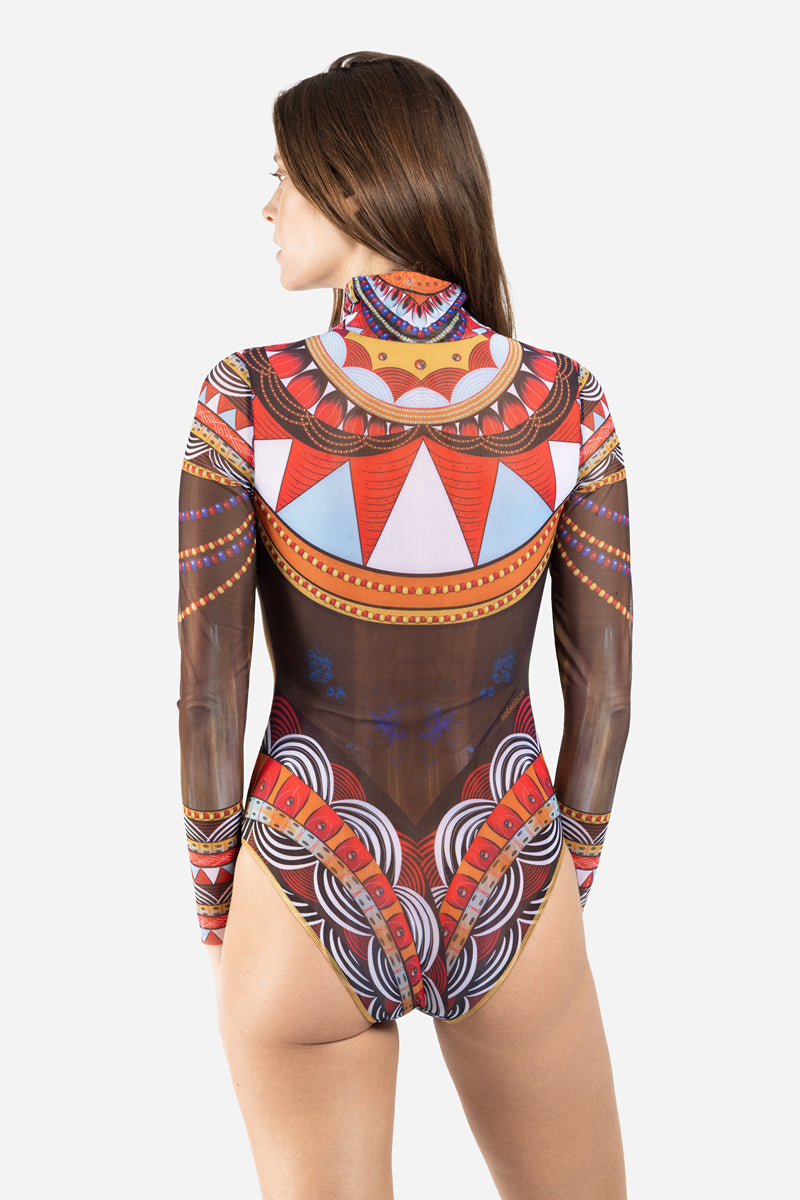 Zipper Swimsuit with Sleeves “Africa”