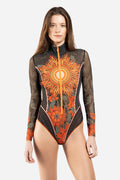 Closed Back One-piece Swimsuit with Sleeves “The Sun Orange”