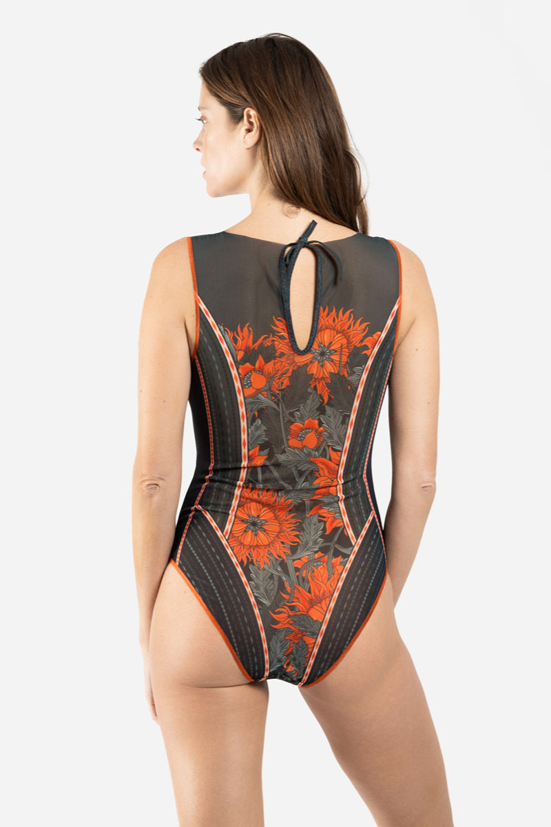One-piece Sleeveless Swimsuit “The Sun Orange”