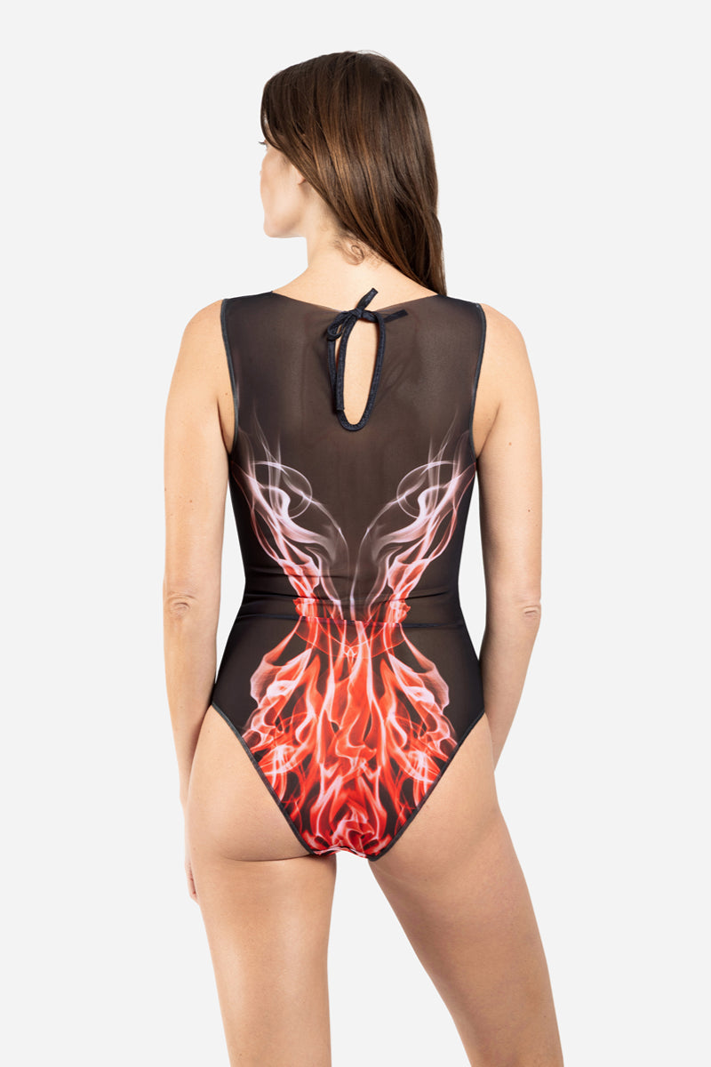 Bañador de una pieza sin mangas "Llama roja"