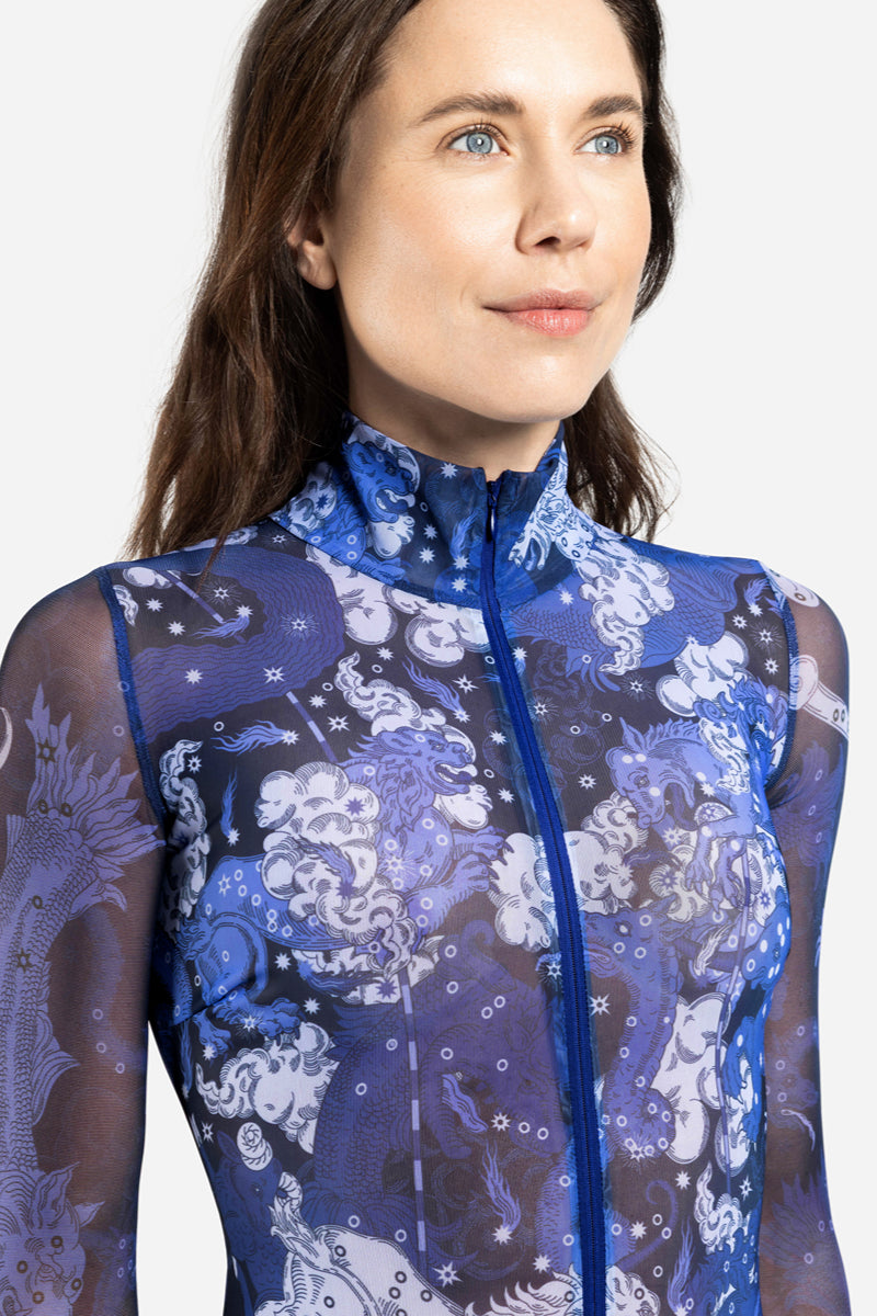 Closed Back One-piece Swimsuit with Sleeves “Blueberry Nights”
