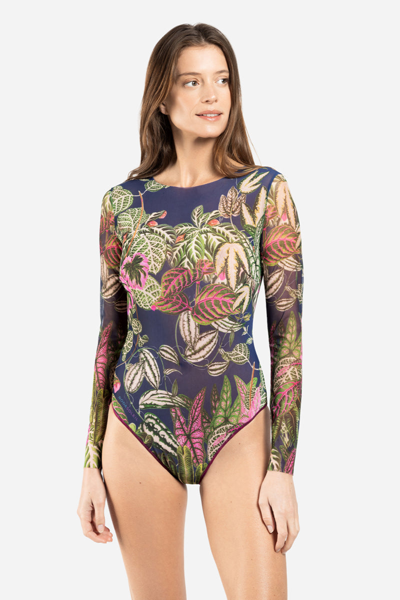 Zipper Swimsuit with Sleeves “Botanicum”