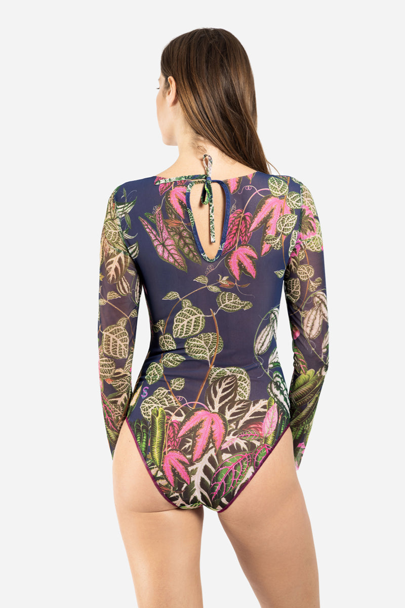 Zipper Swimsuit with Sleeves “Botanicum”