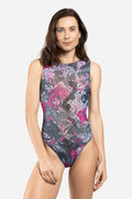 Closed Back One-piece Swimsuit with Sleeves “Moon Dust”