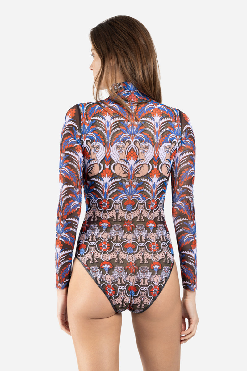 Zipper Swimsuit with Sleeves “Medieval Green”