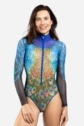 Traje de baño con cremallera y mangas “Peacock Mayura”
