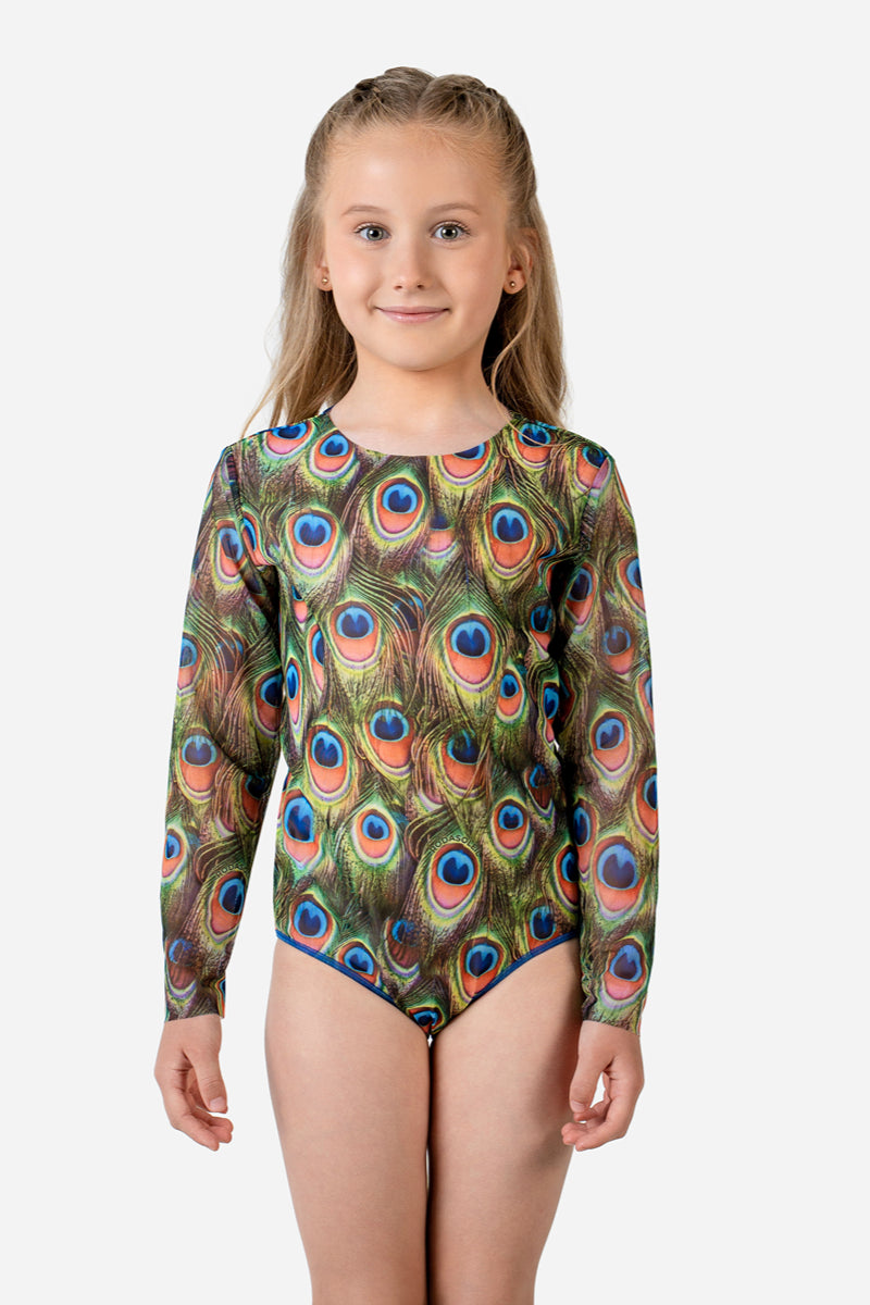 Kids' Closed Back Swimsuit “Peacock Mayura”