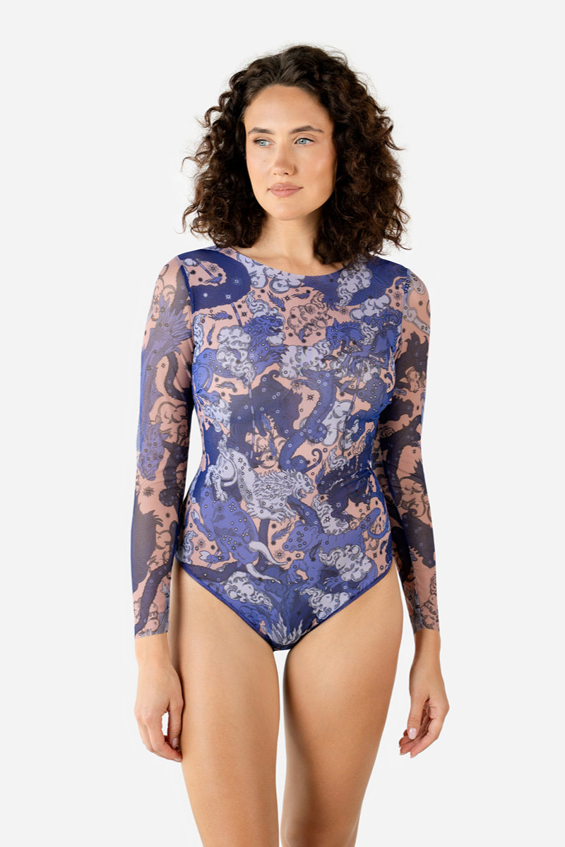 Closed Back One-piece Swimsuit with Sleeves “Ephemeris”