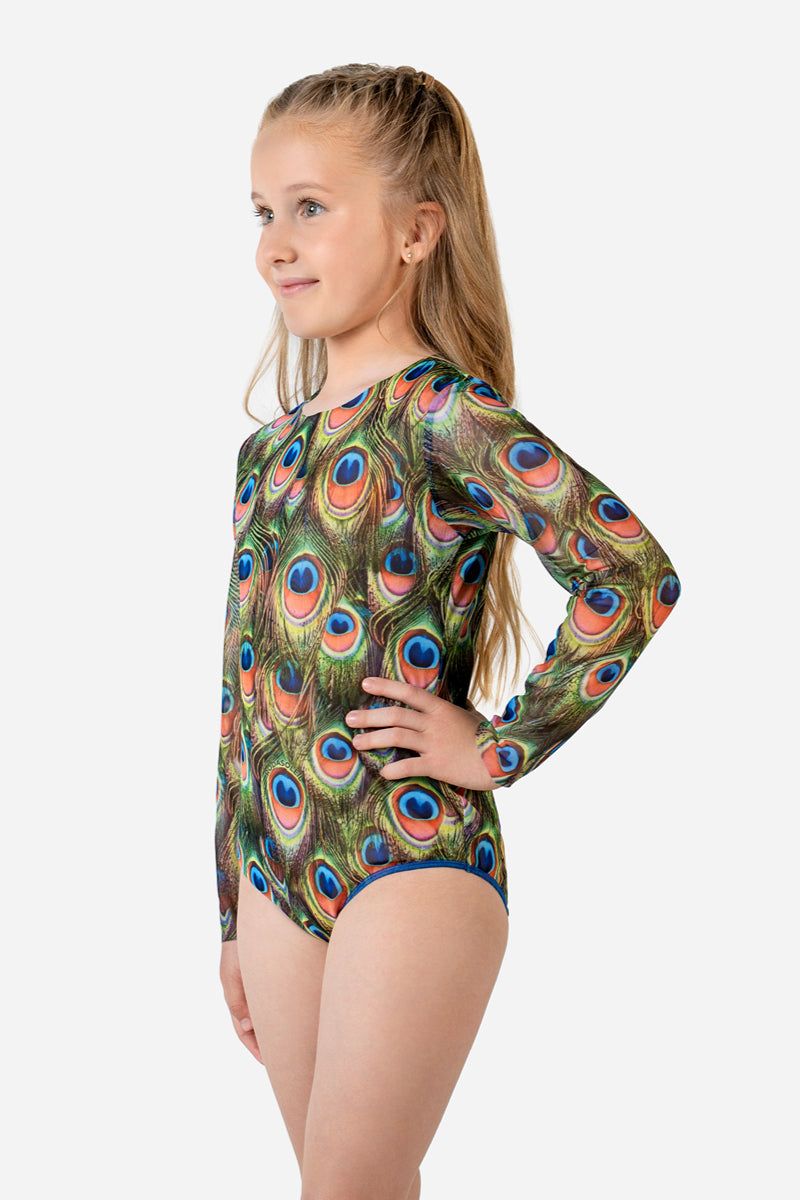 Kids' Closed Back Swimsuit “Peacock Mayura”