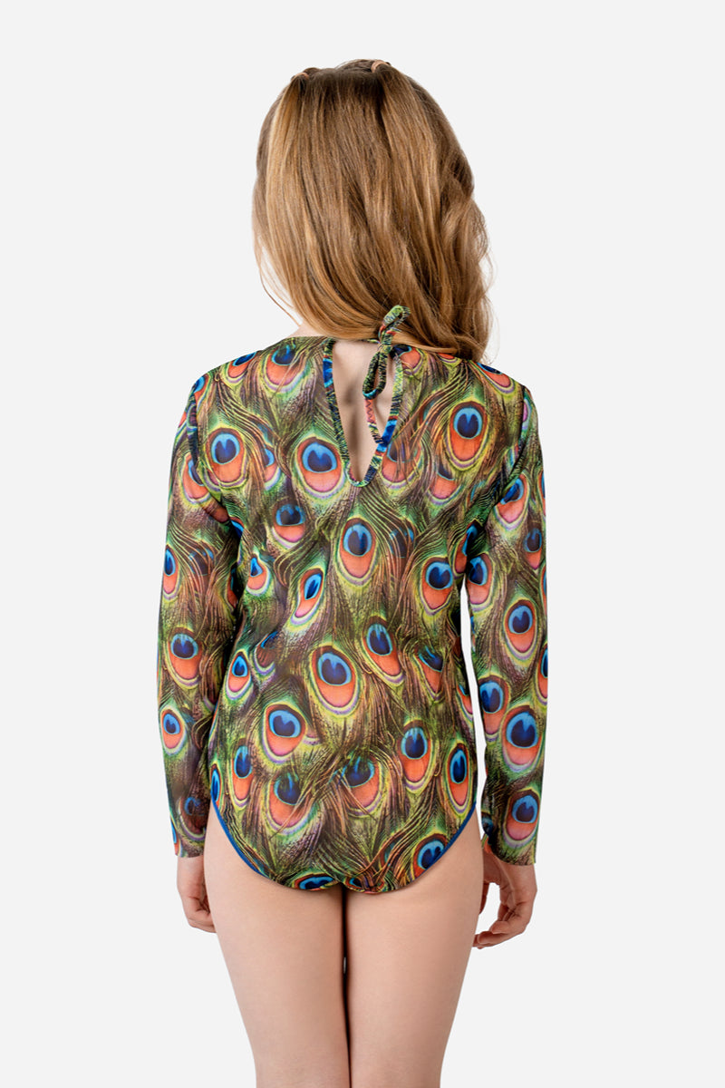 Kids' Closed Back Swimsuit “Peacock Mayura”