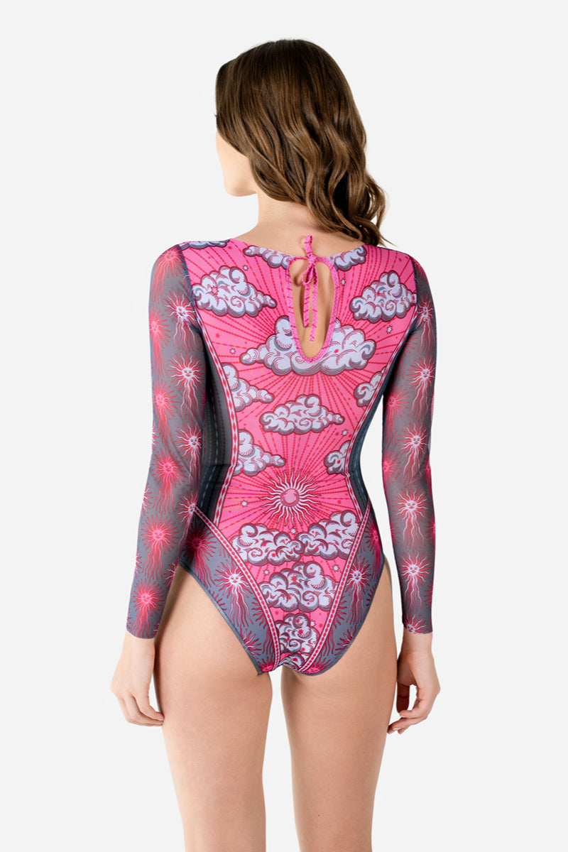 Closed Back One-piece Swimsuit with Sleeves “The Sun Gray”