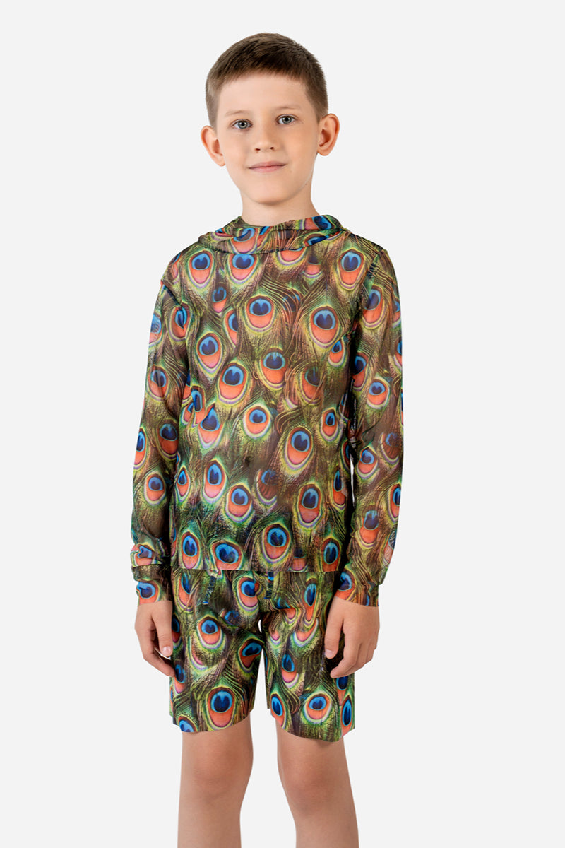 Kids' Closed Back Swimsuit “Peacock Mayura”