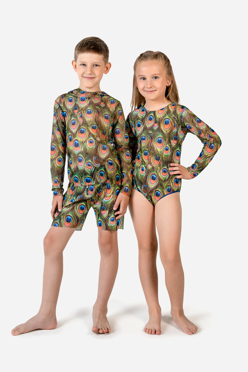 Kids' Beach Shorts “Peacock Mayura”