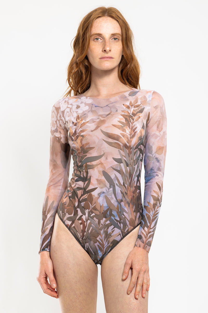 Zipper Swimsuit with Sleeves “Olives”
