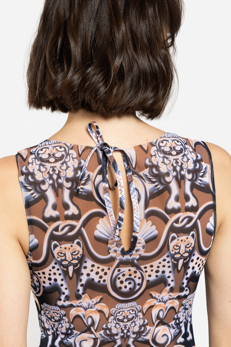 One-piece Sleeveless Swimsuit “Medieval Brown”