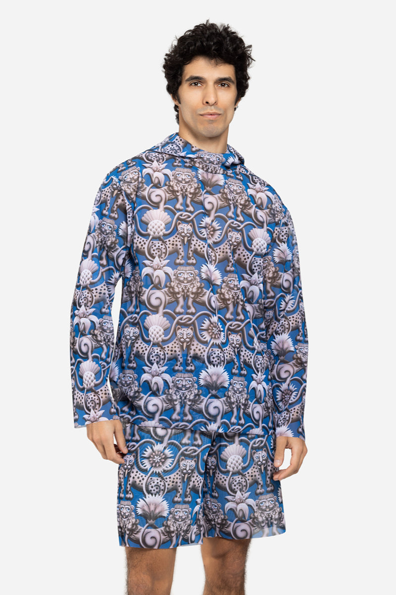 Men's Beach T-shirt with Hood “Medieval Blue”