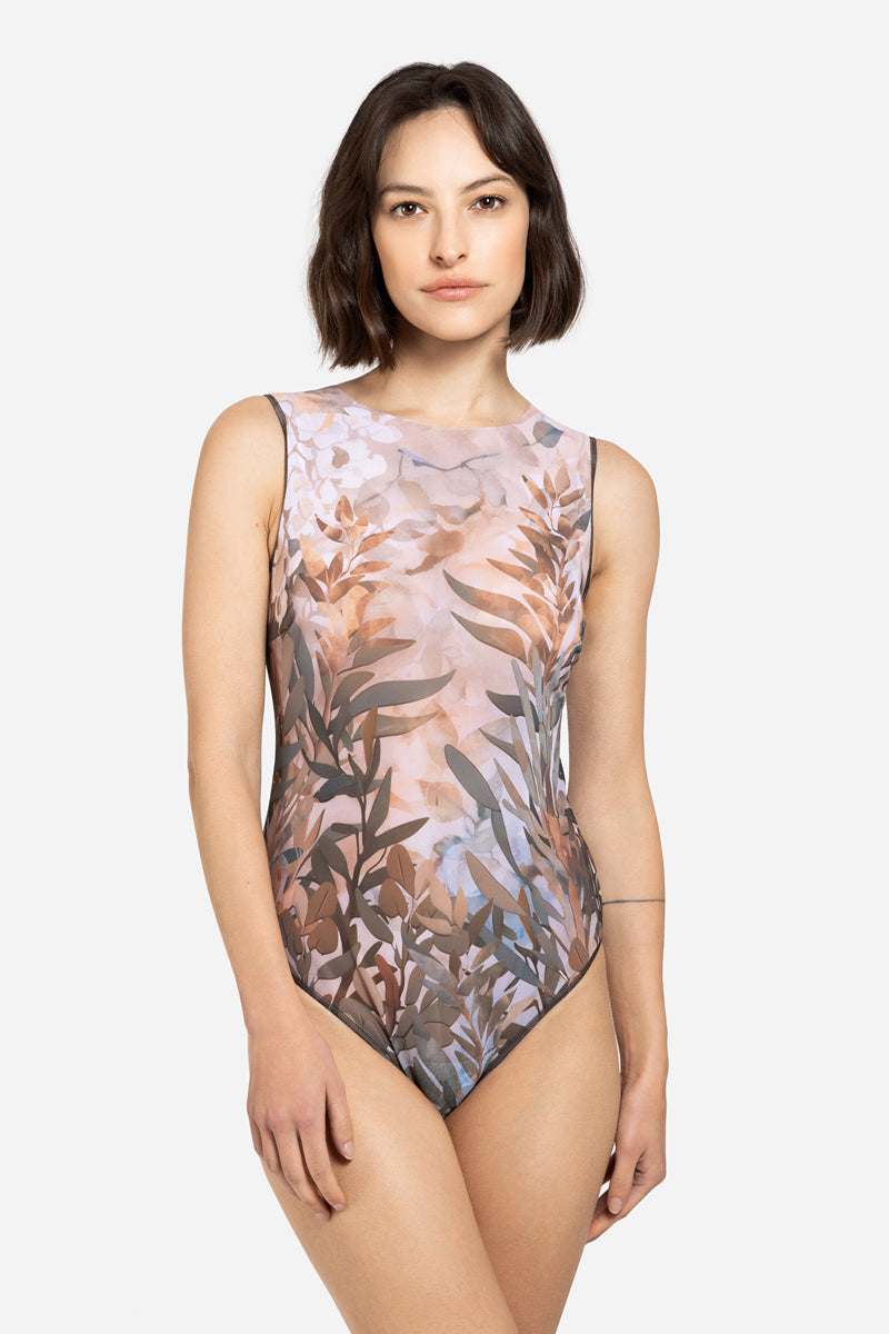 Closed Back One-piece Swimsuit with Sleeves “Olives”