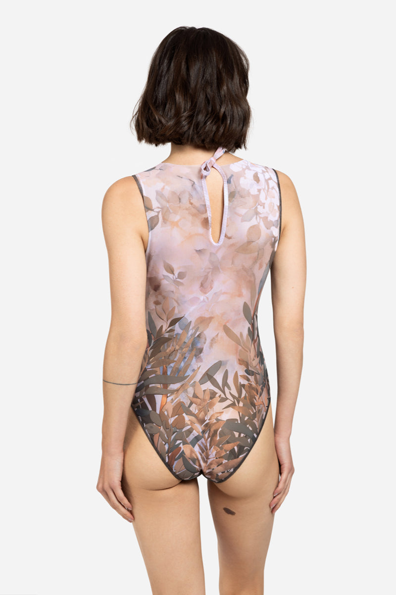 Closed Back One-piece Swimsuit with Sleeves “Olives”