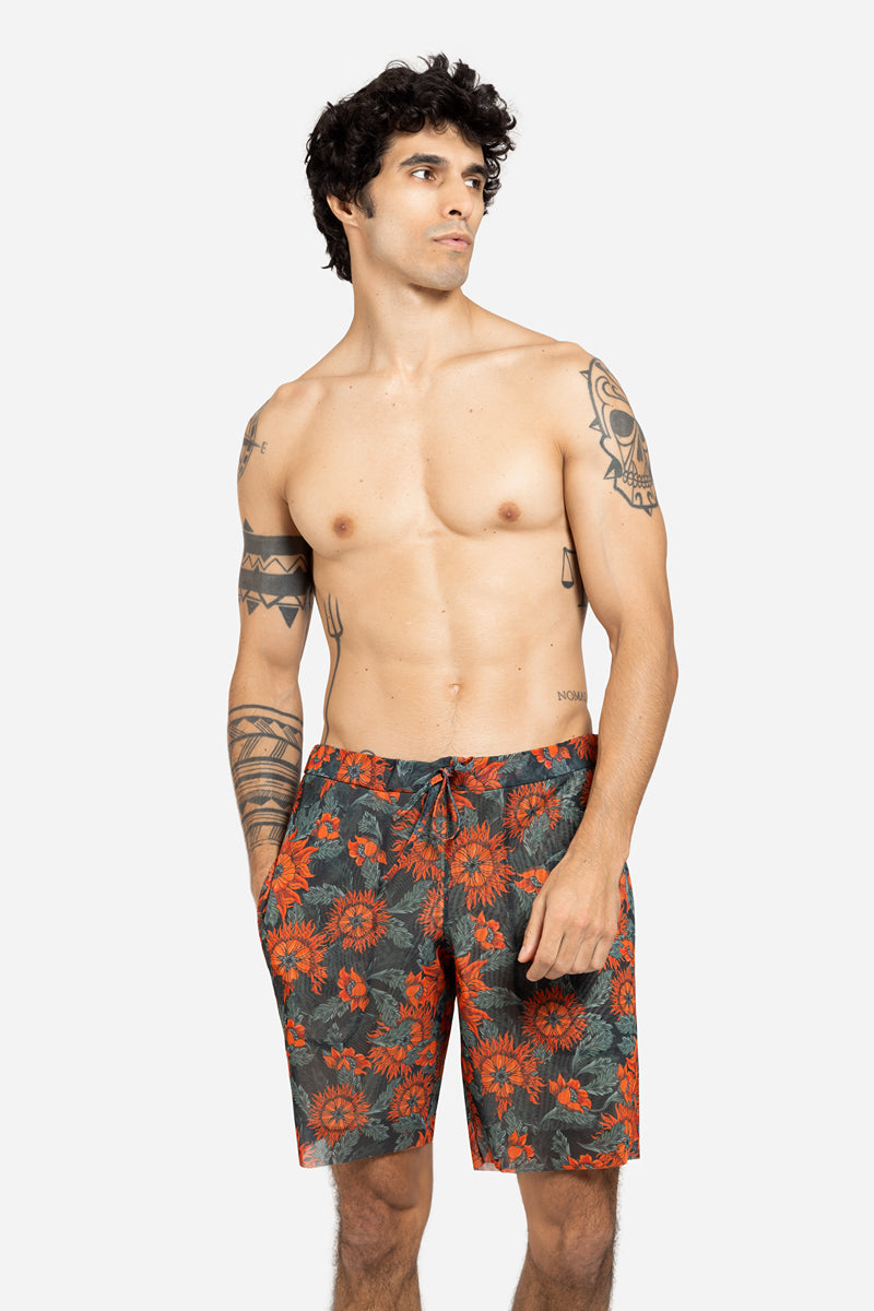 Men's Beach T-shirt with Hood “The Sun Orange”