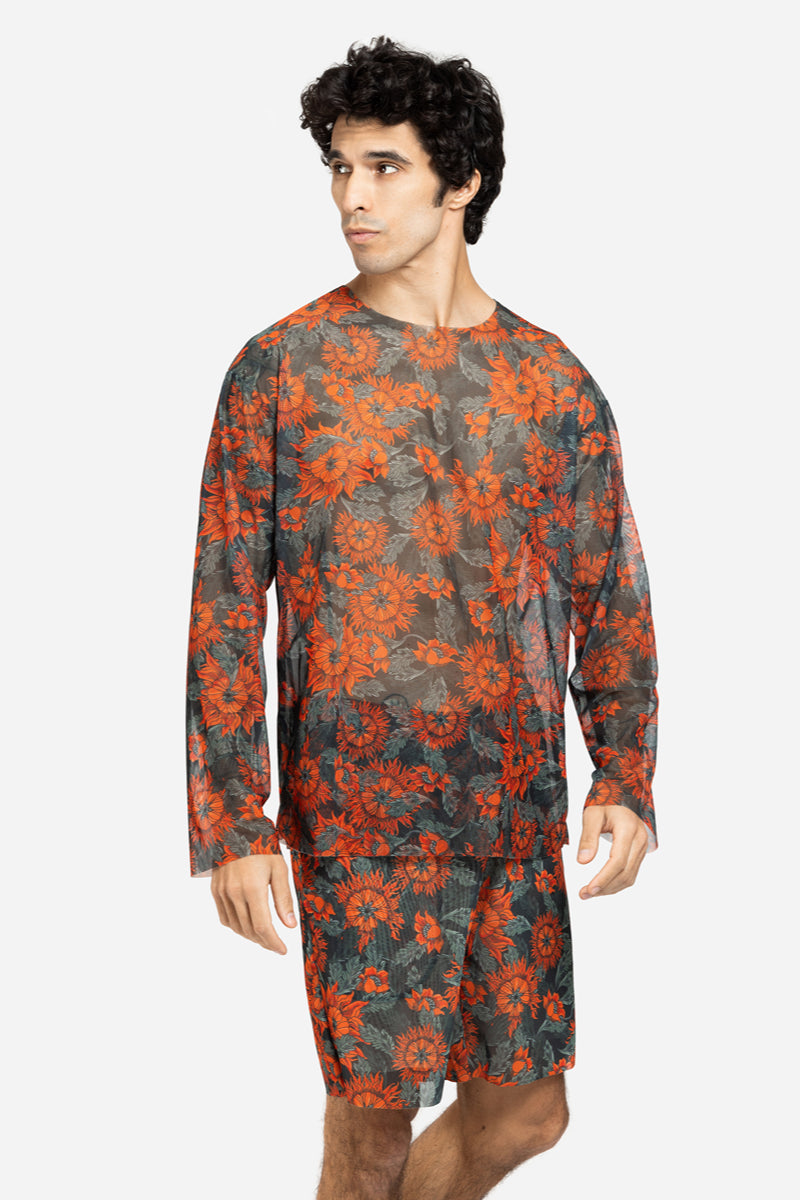 Men's Beach T-shirt with Hood “The Sun Orange”