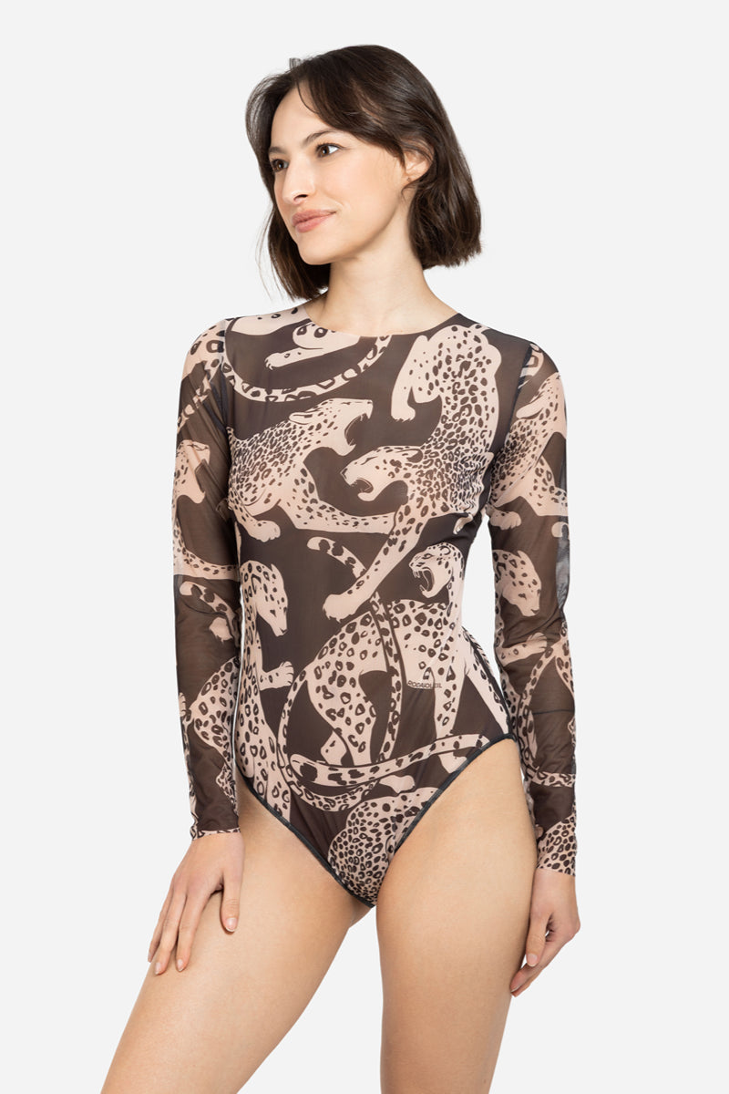 Closed Back One-piece Swimsuit with Sleeves “Wild Cat”