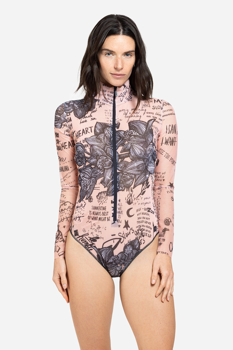 Zipper Swimsuit with Sleeves “Nude Body-Art”
